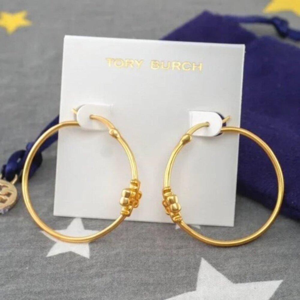 Tory Burch Eleanor Small Hoop Earrings - GOLD with